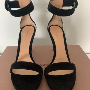 Gianvito Rossi Black Suede Portofino Sandals Sz IT38